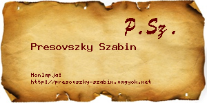 Presovszky Szabin névjegykártya